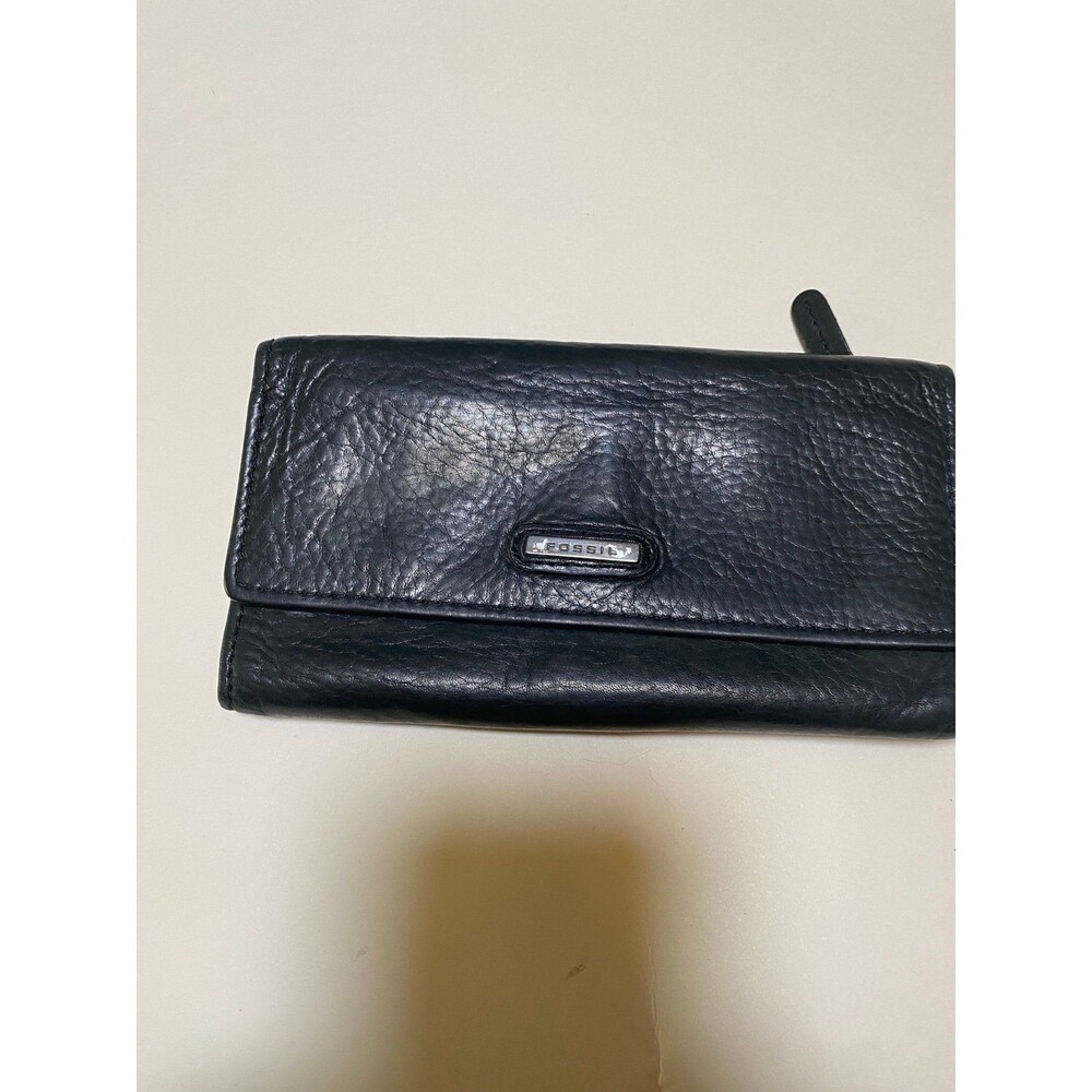 Wallet leather, fossil, black wallet